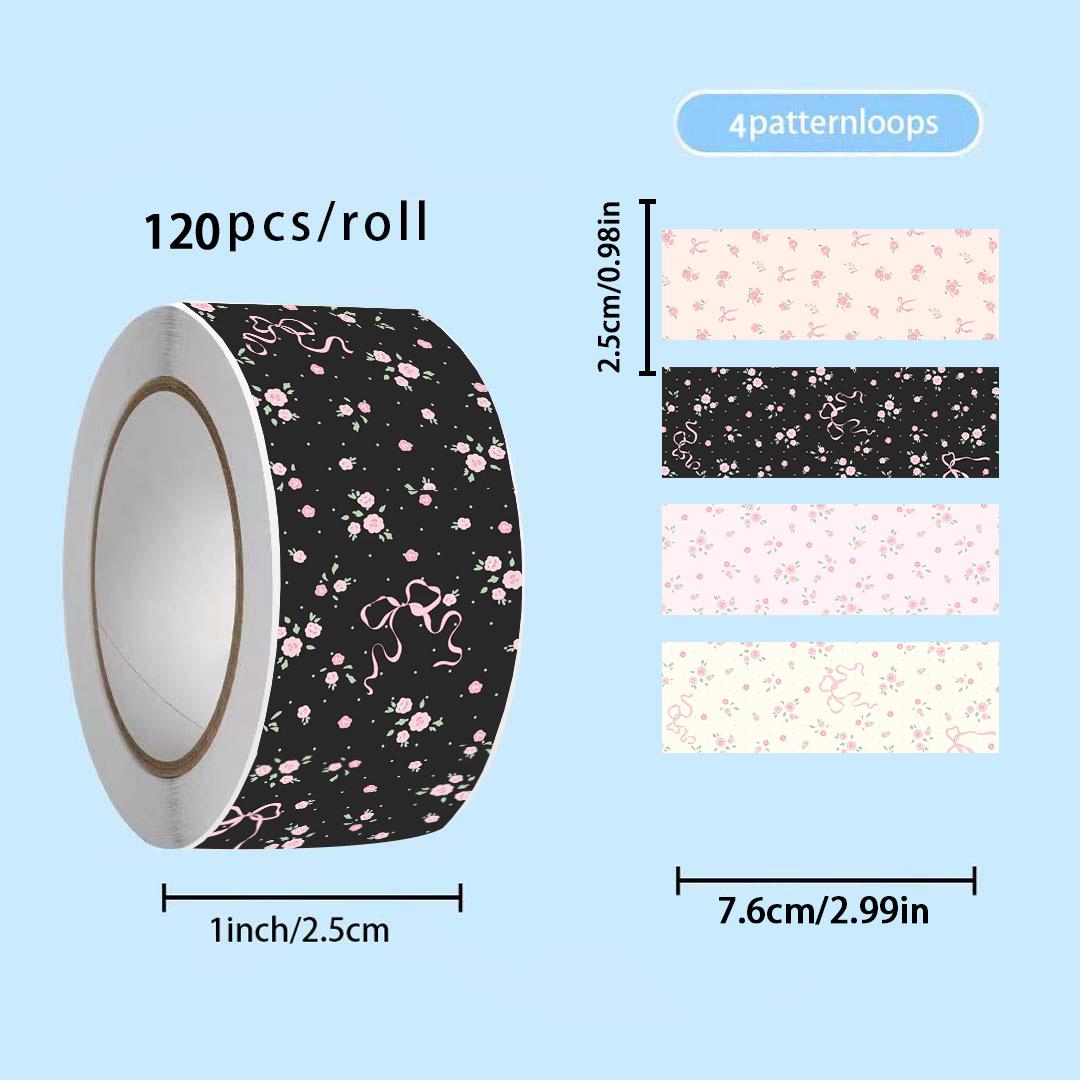 Розовые Бантики Цветочные Запечатывающие Наклейки - 120 Листов/Рулон для DIY Декора