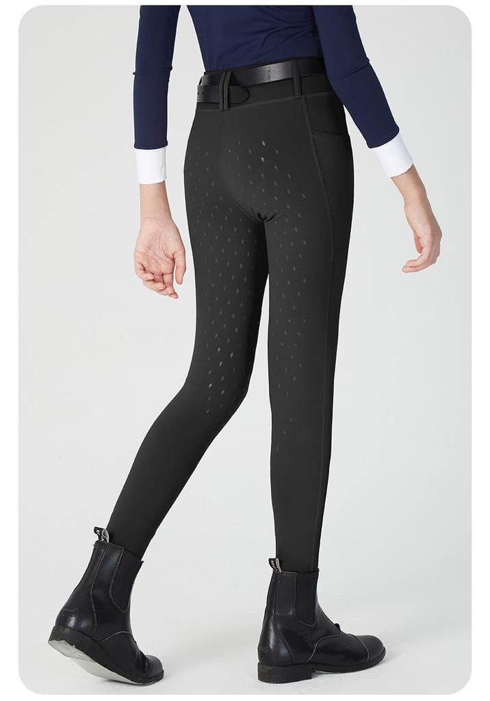 Unisex Children's Equestrian Pants with Full Seat Silicone Grip, Pockets & High Waist Elastic Design