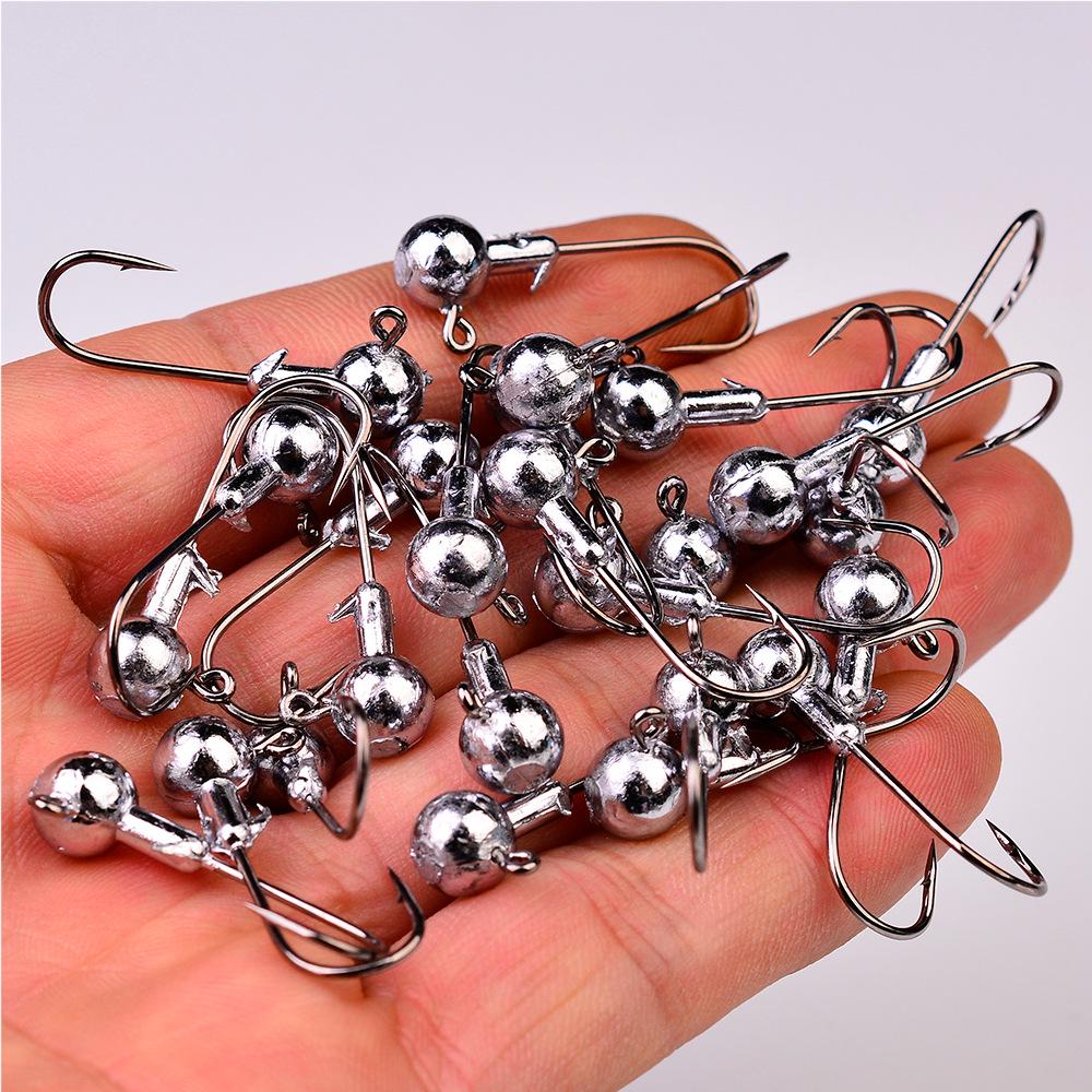Lead Head Sharp Jig Hook 1-20g Natural Color Soft Bait Bass Fishing Lure Accessories.