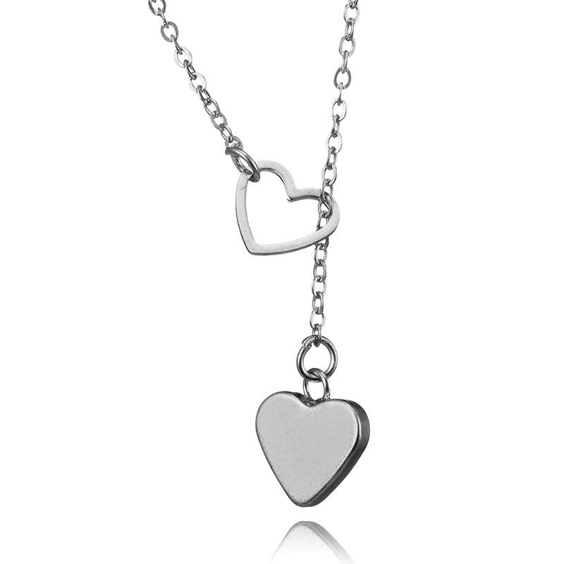Trendy Heart Pendant Necklace - Elegant Hollow Love Design on a Simple Clavicle Chain