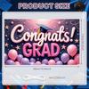 Graduation Ceremony Banner Colorful Balloons Congratulatory Display Grad Party Banner Congrats Lettering Grad Photo Background