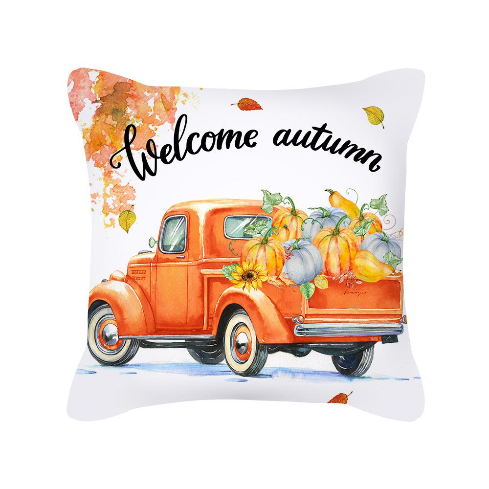 New Thanksgiving Truck Peach Skin Pillow Cover Ins Nordic Pillow Cushion Cover Home Furnishings