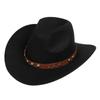 Women Men Western Cowboy Hat, Wide Curved Brim Felt Cowgirl Hat, Vintage Jazz Riding Hat, Removable Hat Belt, Head Circumference 56‑58cm