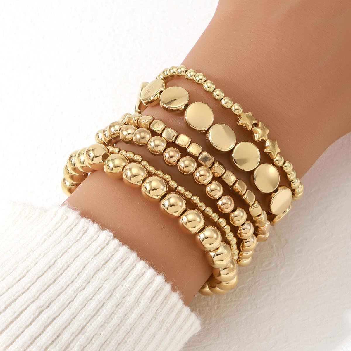 

Vintage CCB Bead Beaded Bracelet Creative Flat Bead Star Bead Bracelet Set for Women s Bohemian Daily Versatile Zircon Gifts