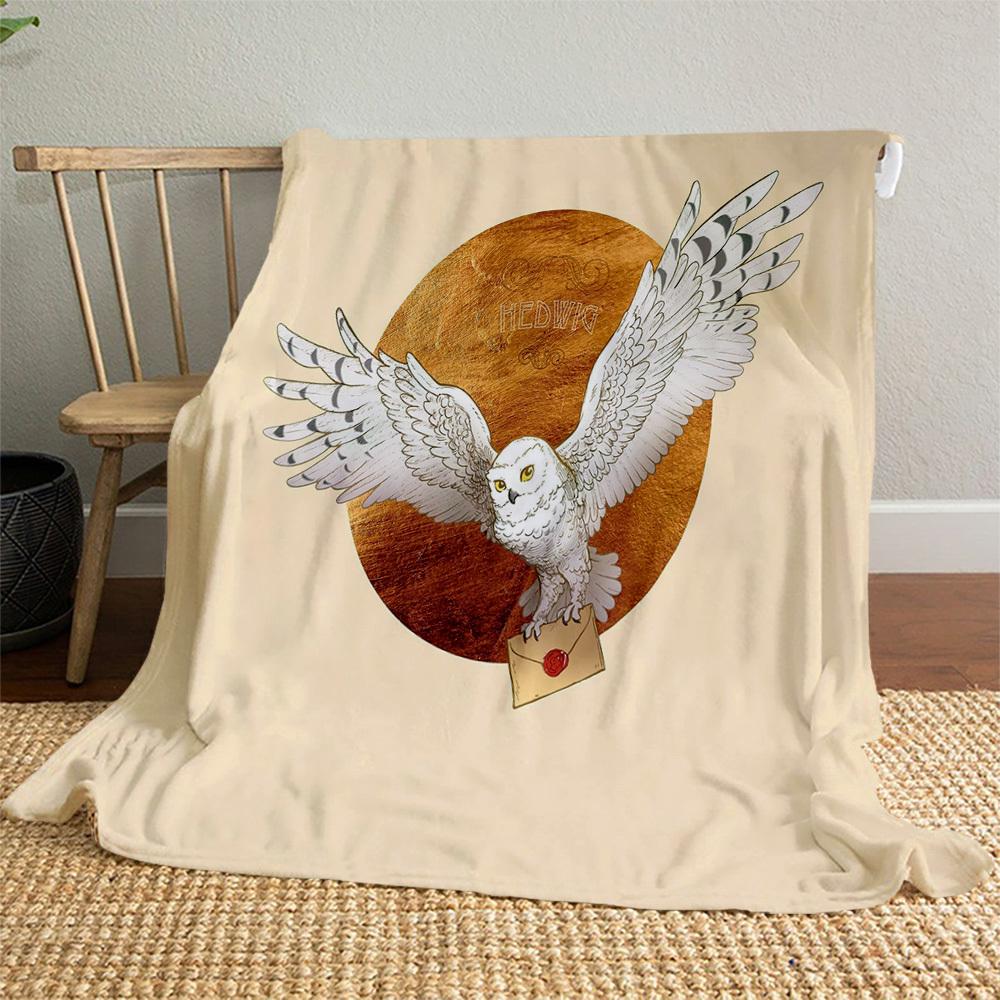 1pc Hedwig Owl Envelope Outdoor Flannel Throw Blanket All Season Soft Warmth,Home Decor 1031180