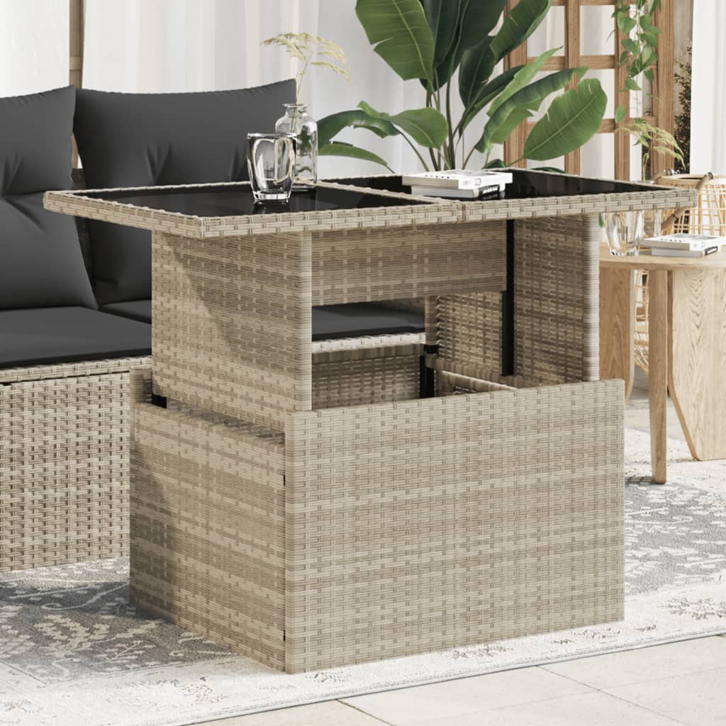 Vidaxl Gartentisch mit Glasplatte, Hellgrau, 100X55X73 Cm