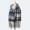 Autumn and winter new mohair plaid scarf women's thickened high-end imitation cashmere scarf atmosphere warm scarf