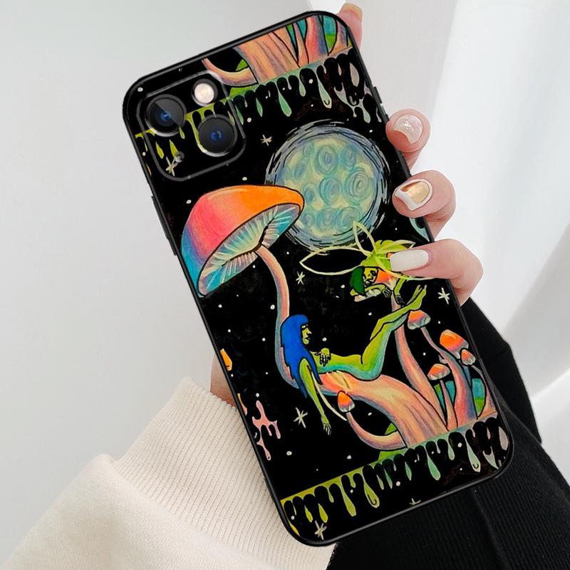 Psychedelic Mushrooms Florals Phone Case For iPhone 17 Pro Max 15 14 13 11 12 16 Pro Max Mini 15 16 Plus 16e 17 Air Cover