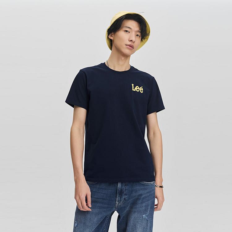 Lee T-Shirts Men's Navy Blue Crew Neck Moderate Straight Fit LMT007521K9900FA05179