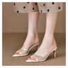 7,5 cm Quadratische Zehenpartie Fischmaulabsatz Sandalen Quadratische Zehenslipper Sexy Temperament Damen Zehenoffene Sandalen 35-42