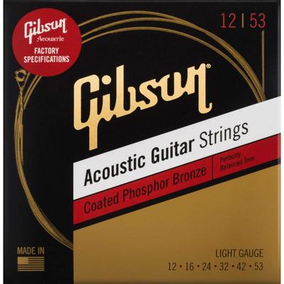 Gibson Coated Phosphor Bronze Light Acoustic Guitar Strings SAG-CPB12