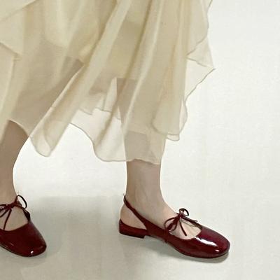 Damen Frühling Herbst Farbblock Mary Jane Schuhe Quadratische Spitze Flache Öffnung Retro Dicke Ferse Hundertfach Kombinierbare Einzelne Schuhe
