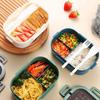 1200ML 2-lags Bento Matboks med skje og gaffel, Barn Høy Kapasitet Mikrobølgeovn Matsbeholdere Bærbar Lekkasjesikker Kontor Camping