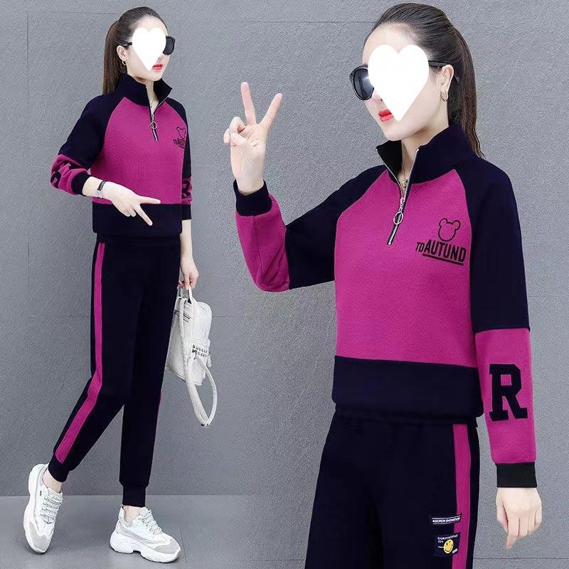 Spring and Autumn Clothing for Middle-aged and Elderly Mothers, Fashionable Casual Sportswear Suits, Women's Sweatshirts, Middle-aged Two-piece Sets