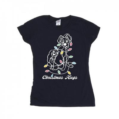 Womens/Ladies Lady And The Tramp Christmas Hugs Cotton T-Shirt