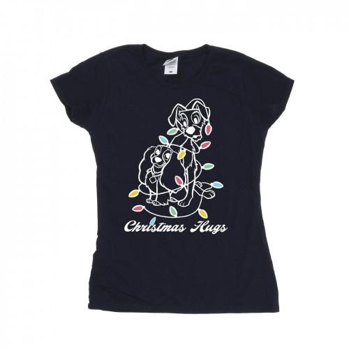 Disney Womens/Ladies Lady And The Tramp Christmas Hugs Cotton T-Shirt