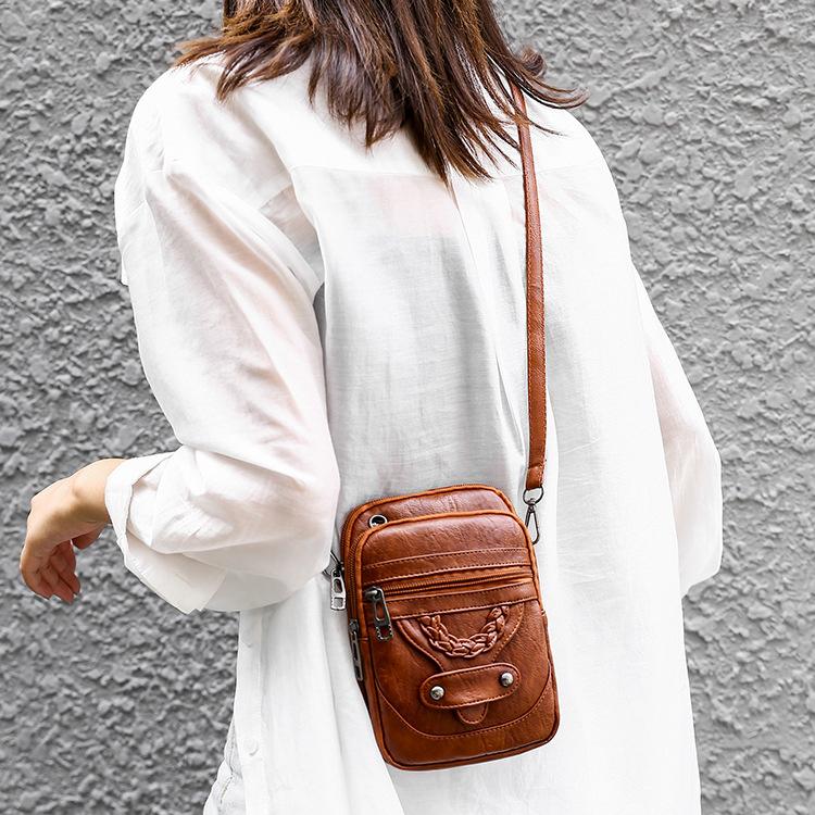 1 Pièce Sac bandoulière téléphone vintage en cuir PU Sac à bandoulière pour femme Mini sacs à main