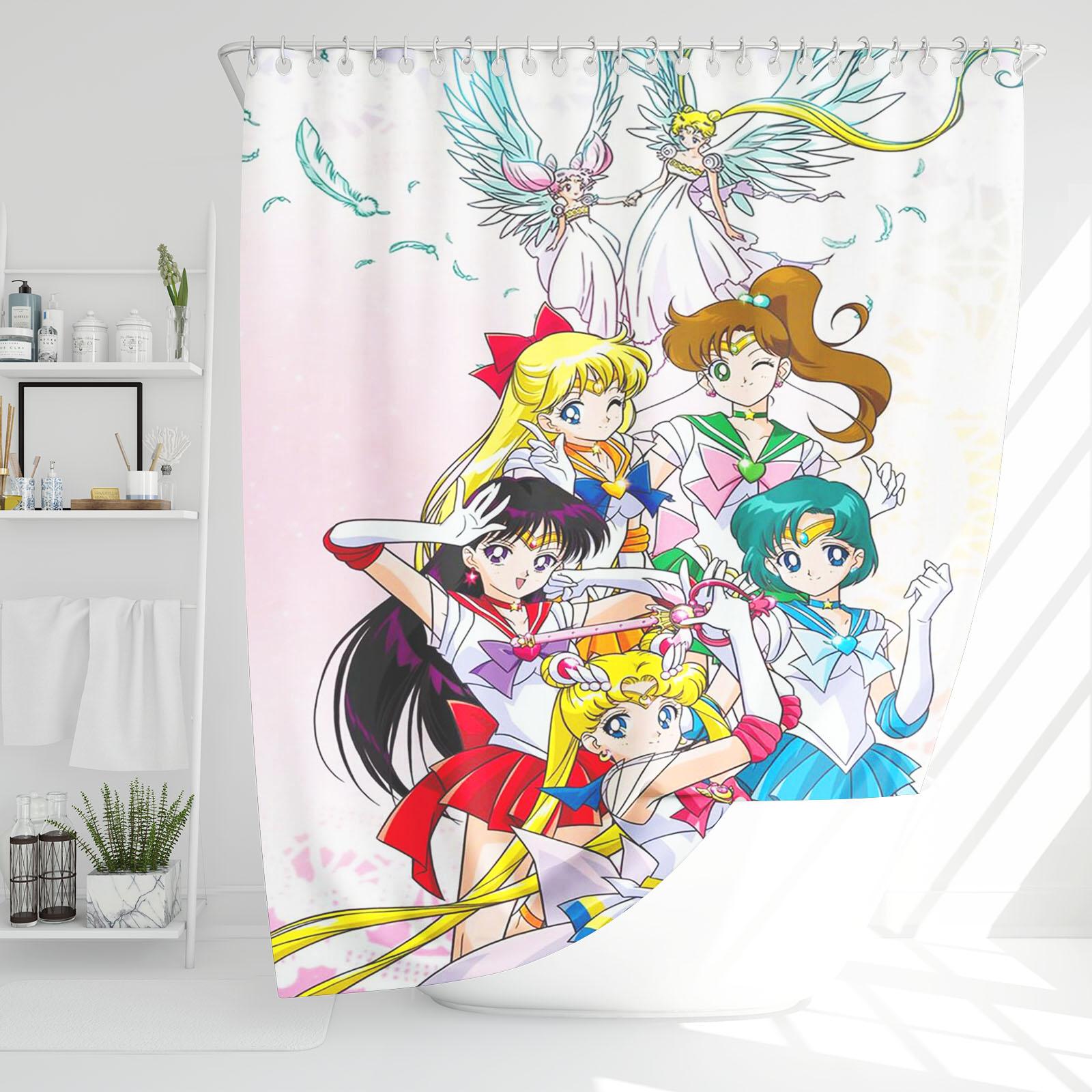 

Sailor Moon Anime Shower Curtain, Bathroom Accessories, Decor Curtains for Living Room, Cute and Funny 90x180cm