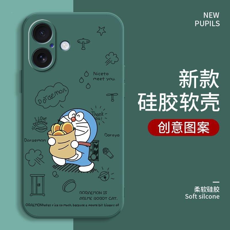 Applicable to Apple 17 mobile phone case Doraemon iPhone17 all-inclusive protective case silicone straight edge soft case creative anti