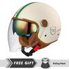 Men Women Open Face Motorcycle Helmet Dual Lens 3/4 Open Half Helmet Adult DOT Retro Jet Helmet Moto Equipment Four Seasons