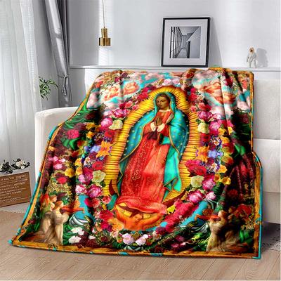 1 PC 3D Printed Flannel Blanket (Our Lady of Guadalupe Pattern) Home Blanket Birthday Gift..
