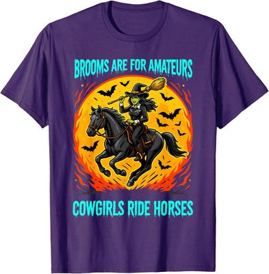 Brooms Are for Amateurs Witch Cowgirls Ride Horses Halloween T-Shirt