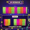Mega-L Glow in The Dark Party Supplies, 2 Pack Neon Party Decorations Fluorescent Macaron Orange, Yellow and Fuchsia Wavy Metallic Tel Foil Fringe