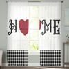 Valentine 'S Day Rose Heart Plaid Tulle Curtains For Living Room Kitchen Sheer Voile Curtain Bedroom Window Panels