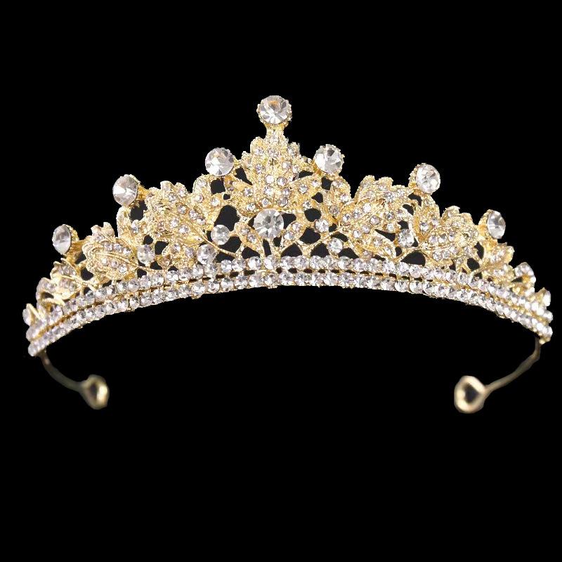 High end Zinc Alloy Bridal Leaf Crown Sterling Silver Diamond Flower Wedding Party Hair Crown Hair Accessories Headdress