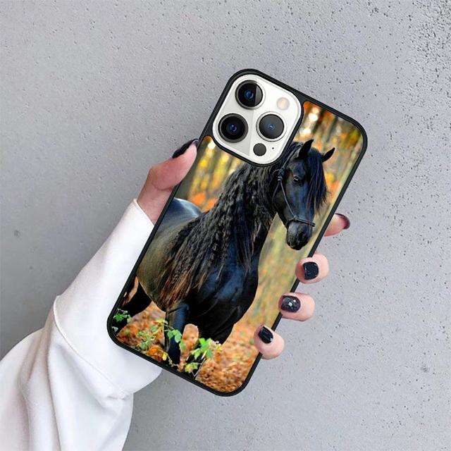 The Running Black Quarter Horse Cover For iPhone 17 Air 15 16 14 13 12 Pro Max 11 Pro Max Plus Phone Case Coque