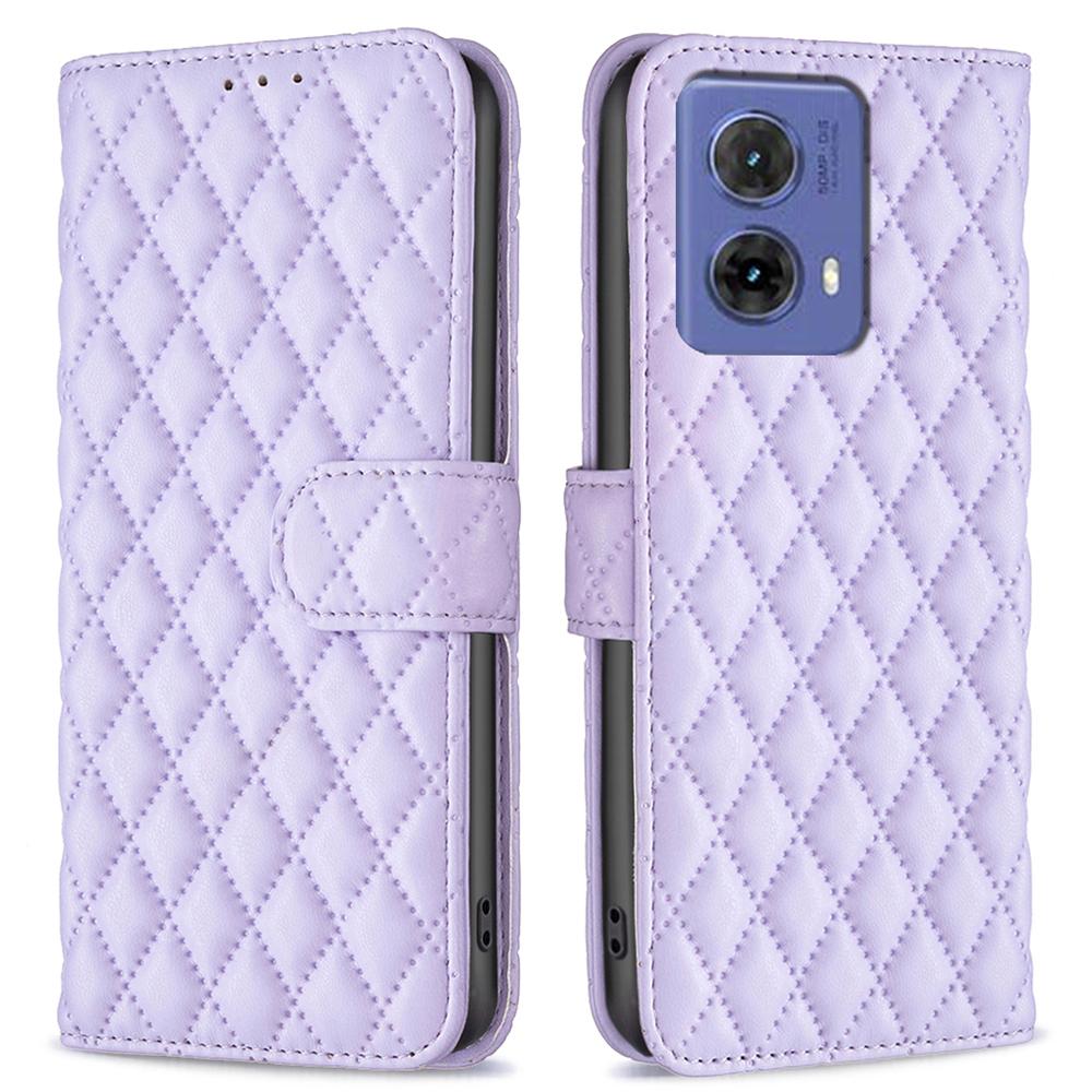 

For Motorola Moto G85 5G/S50 Neo 5G Leather Phone Case Rhombus Grid Purple