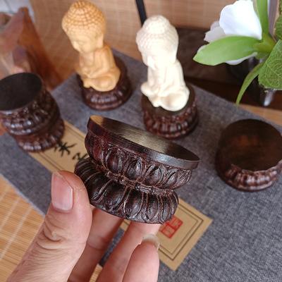 Ahşap Oyma Lotus Tabanı, Minyatür Siyah Sandal Ağacı Şekilli Taban Sanat Eseri El Sanatları Küçük Buda Ahşap Tutucu Süs, Ev Dekorasyonu İçin
