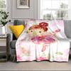 Ballerina In Pink Flowers Blanket Flannel Blanket for Bed, Sofa, Camping, Hiking, Picnic Essentials, Gift for Family Fan Gifts
