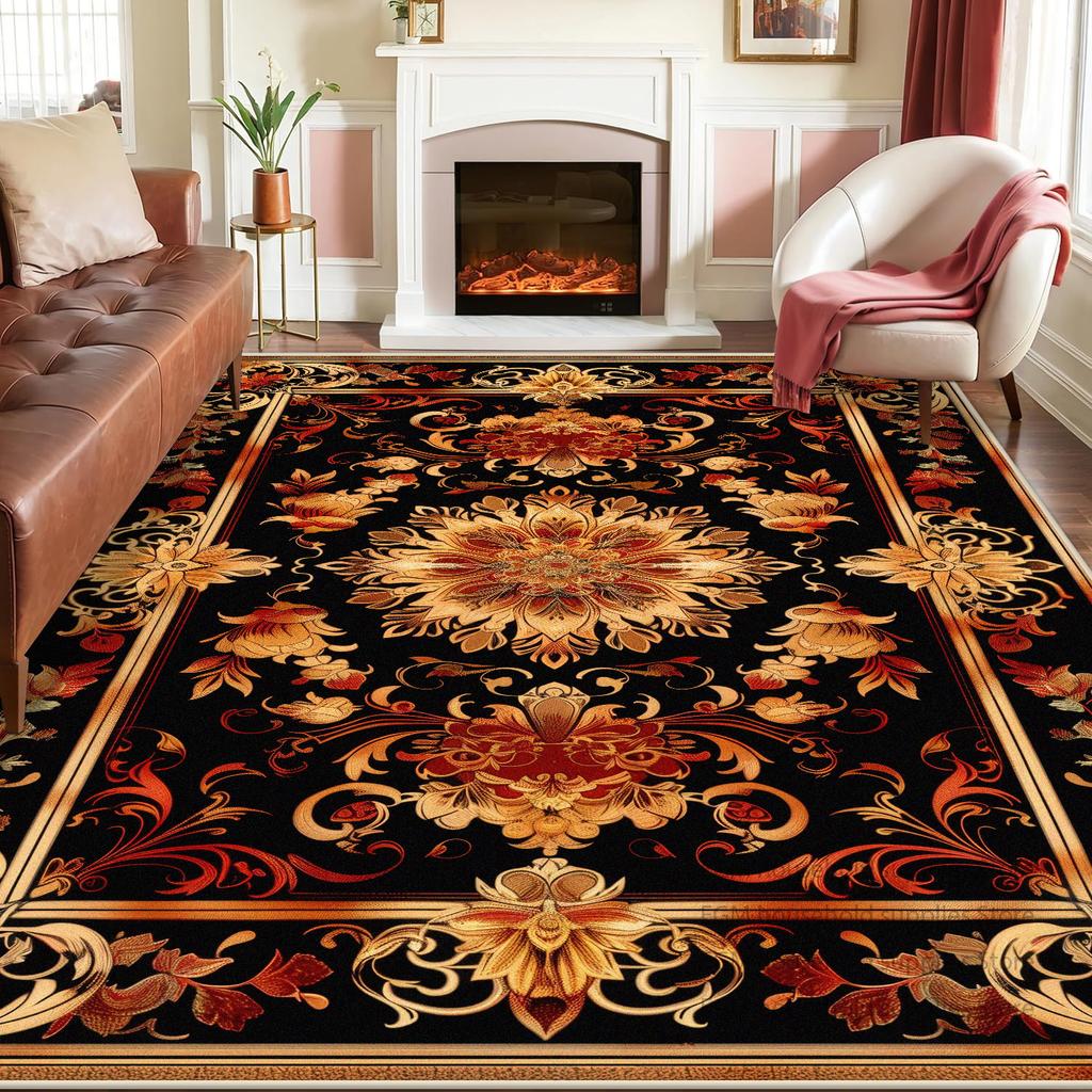 Persian Decoration Carpet Living Room Sofa Tea Table American Luxury Rugs Bedroom Washable Antiskid Entrance Floor Mat Lounge