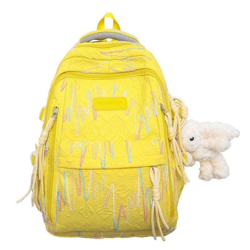 

Летний новый рюкзак в японском и корейском свежем лесном стиле, повседневный, студенческий, импрессионистская сумка через плечо One shoulder (32*14*32cm) жёлтый