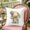 Baby Bunny Easter Cushion Cover Soft Plush Throw Pillow Cover  DoubleSided Decorative Cushion Case  Sofa Bedroom Home Decor