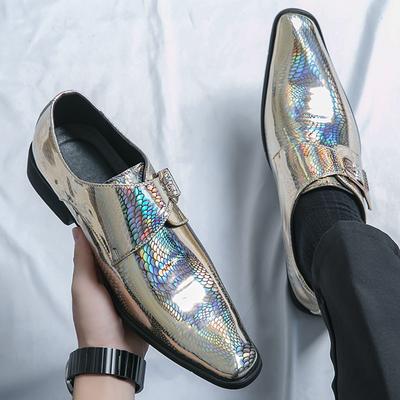 New Fashion Mirrors Dress Shoes For Men Green Black Slip On Party Monk Strap Loafers Formal Social Chelsea Wedding Footwear