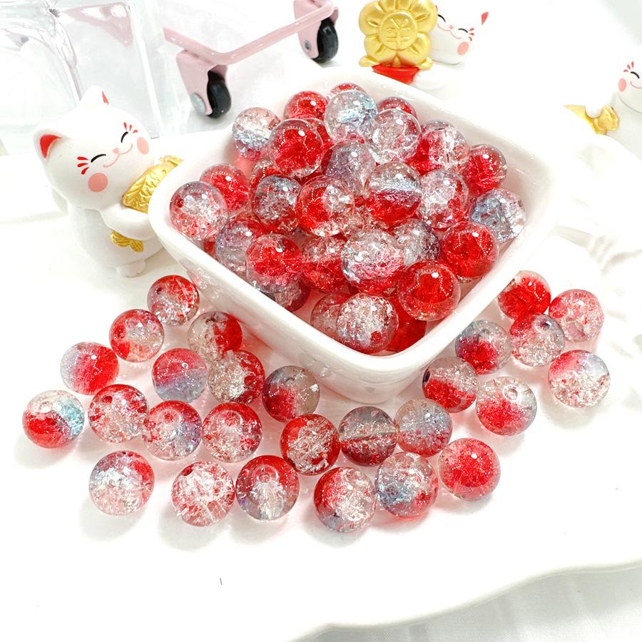 10mm Crackle Glass Round Beads, Loose Spacer Beads DIY Accessories for Bracelet Making 50pcs
