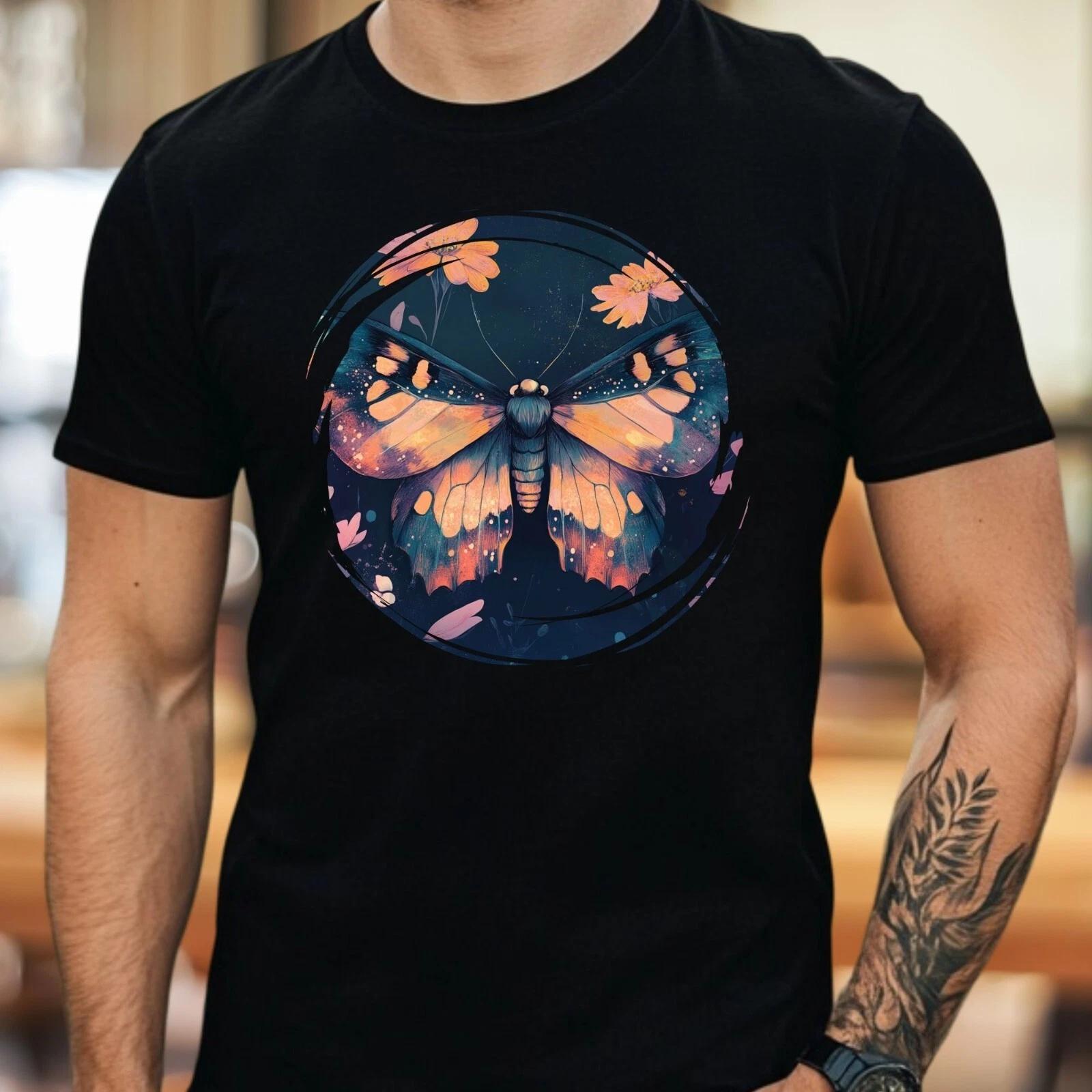 T-Shirt Herren Motte mit Blumen Motiv Baumwolle Größe S bis 5XL XXXXL