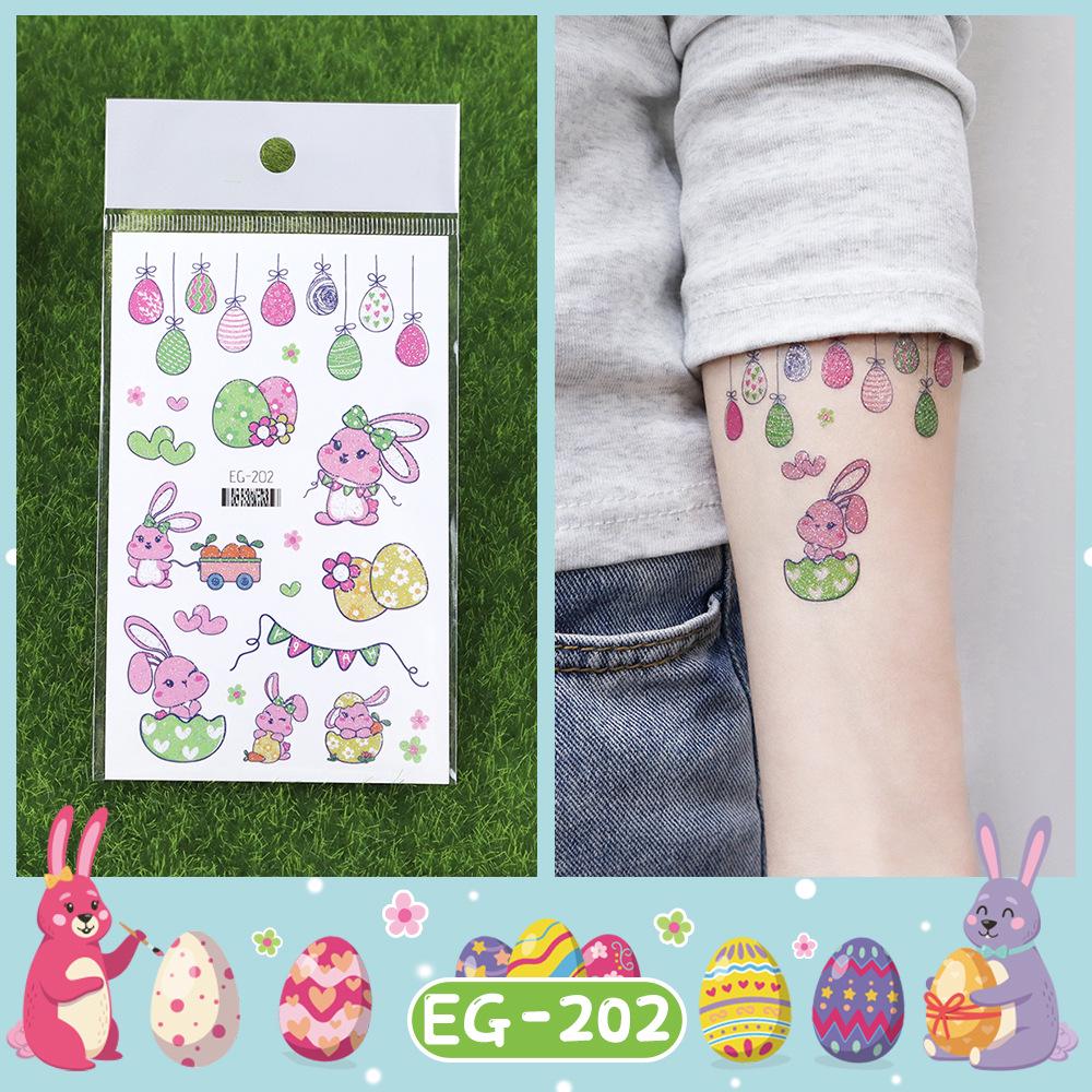 Ruikalong Glitter Easter Tattoo Stickers for Kids – Cute, Waterproof Rabbit and Egg Designs 75x120mm