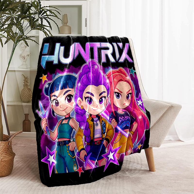 1pc Blanket Kpop Hunter12 Print Design, Lightweight Blanket for Sofa, Bed- Soft &Warm, Gift for All Seasons like Christmas, Halloween