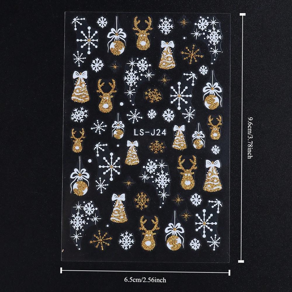 

Снежинки наклейки для ногтей Белый снег наклейки для ногтей 5D тиснение зимний рождественский дизайн слайдер маникюр украшения LS-J24