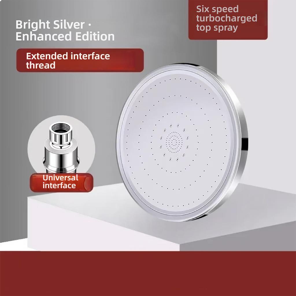 6 Mode High Flow Booster Round Shower Round High Pressure Top Spray Shower Home/Hotel Bathroom Accessories