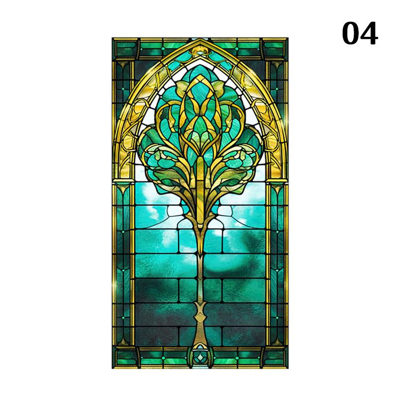 Retro Art Skleněná Fólie Evropský Styl Vitrážové Kostelní Umění Soukromí Okenní Samolepky Neprůhledné Hotelový Klub Veranda Okenní Dekorace Fólie