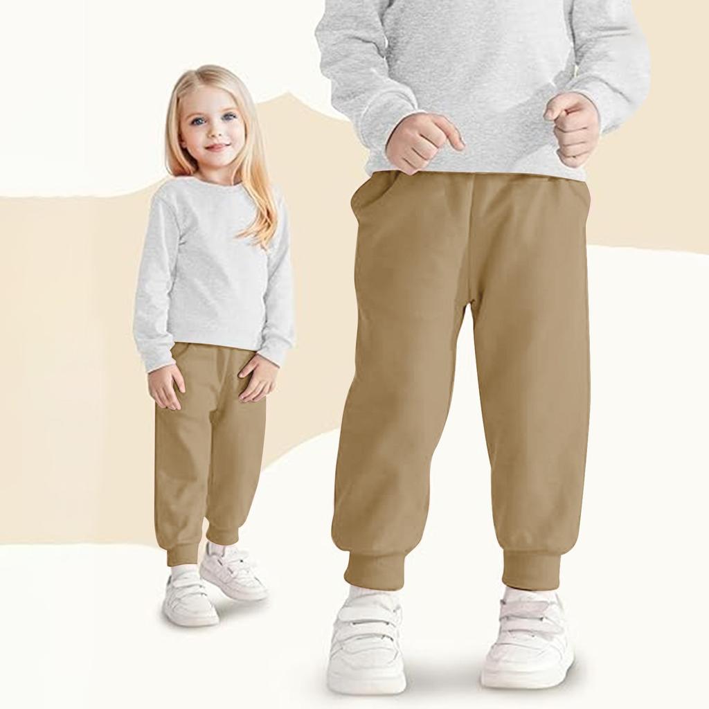 Kindermode Weihnachten Lockere Taille Einfarbig Lässige Jogginghose Freizeithose