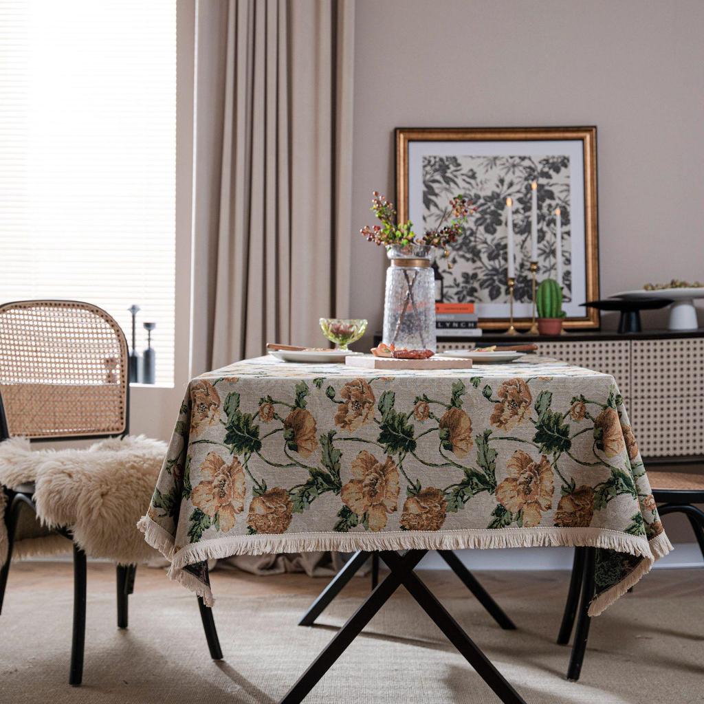 Imaqi Yun Bohemian Floral Jacquard Tablecloth