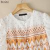 ZANZEA Women Casual Round Neck Short Sleeve Print Blouse