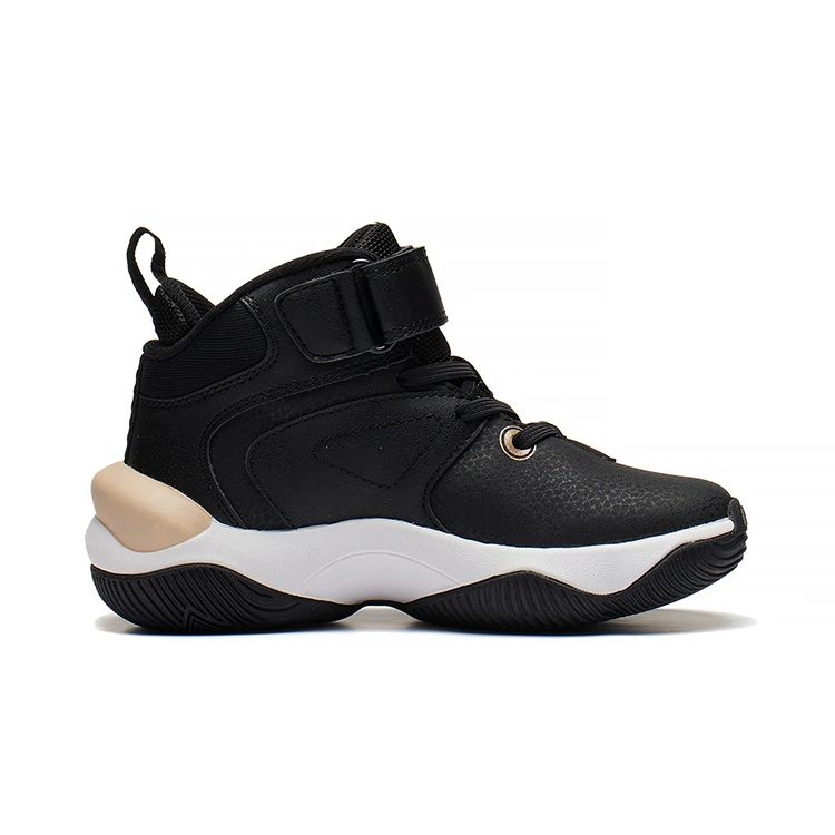 Li Ning Kids Mid-Top Sports Non-Slip Shock Absorbing Wear-Resistant Breathable Casual Shoes Kids Shoes Black Gold YKNS138-3