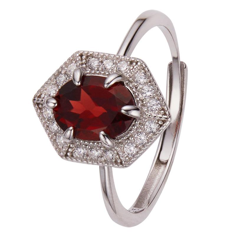 S925 Sterling Silver Natural Color Treasure Citrine Amethyst Ring Female Topaz Peridot Earrings Index Finger Ring