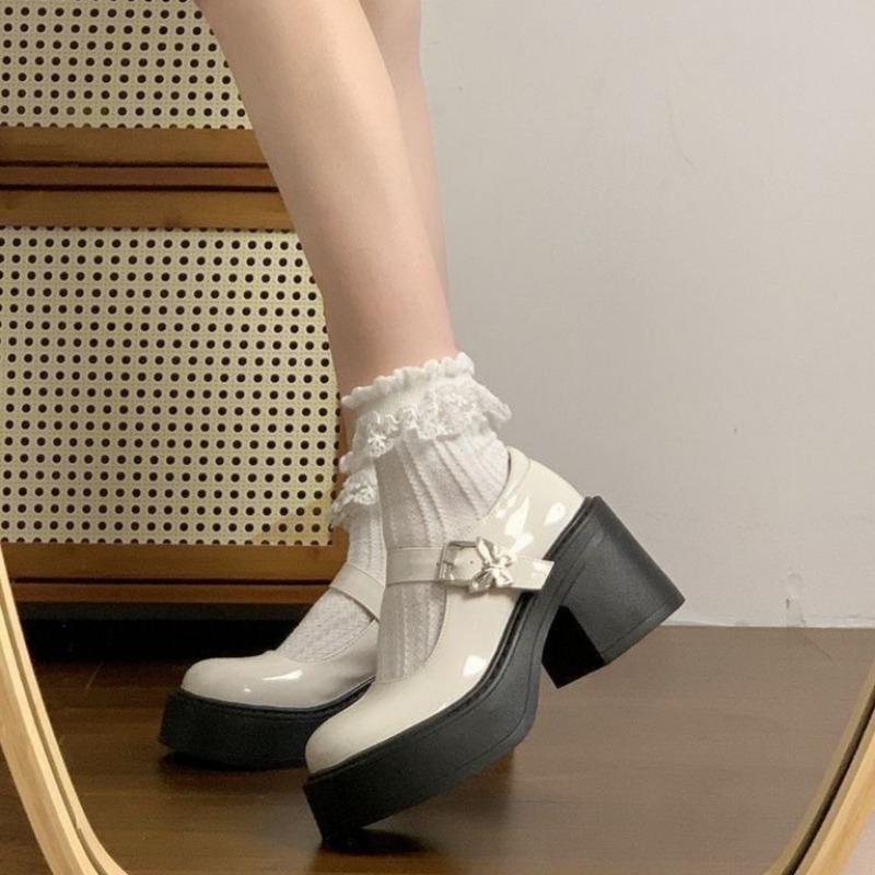 Fashion Women's thick heel shoes autumn new round head shallow mouth thick sole anti-slip wear Mary Jane shoes
